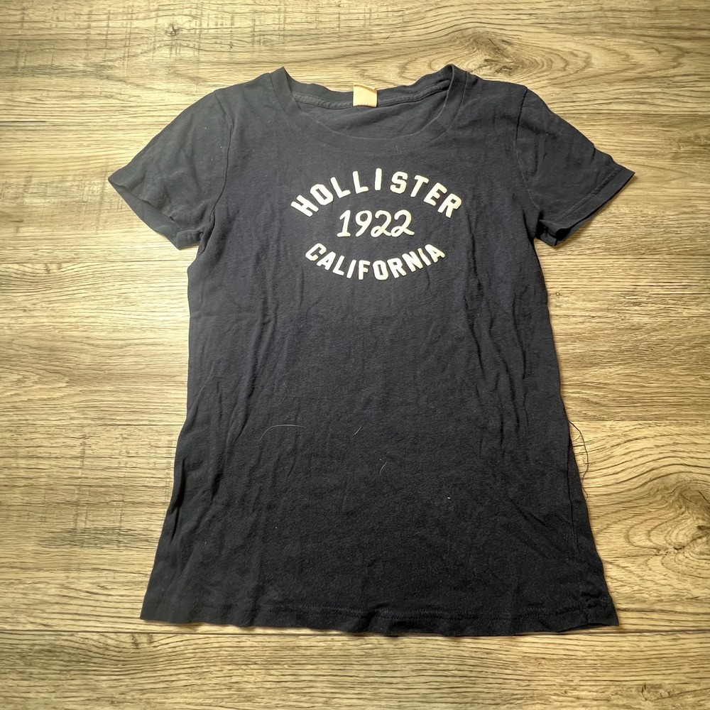 Hollister Graphic Tee Womens Large Navy Blue California 1922 Short Sleeve Shirt